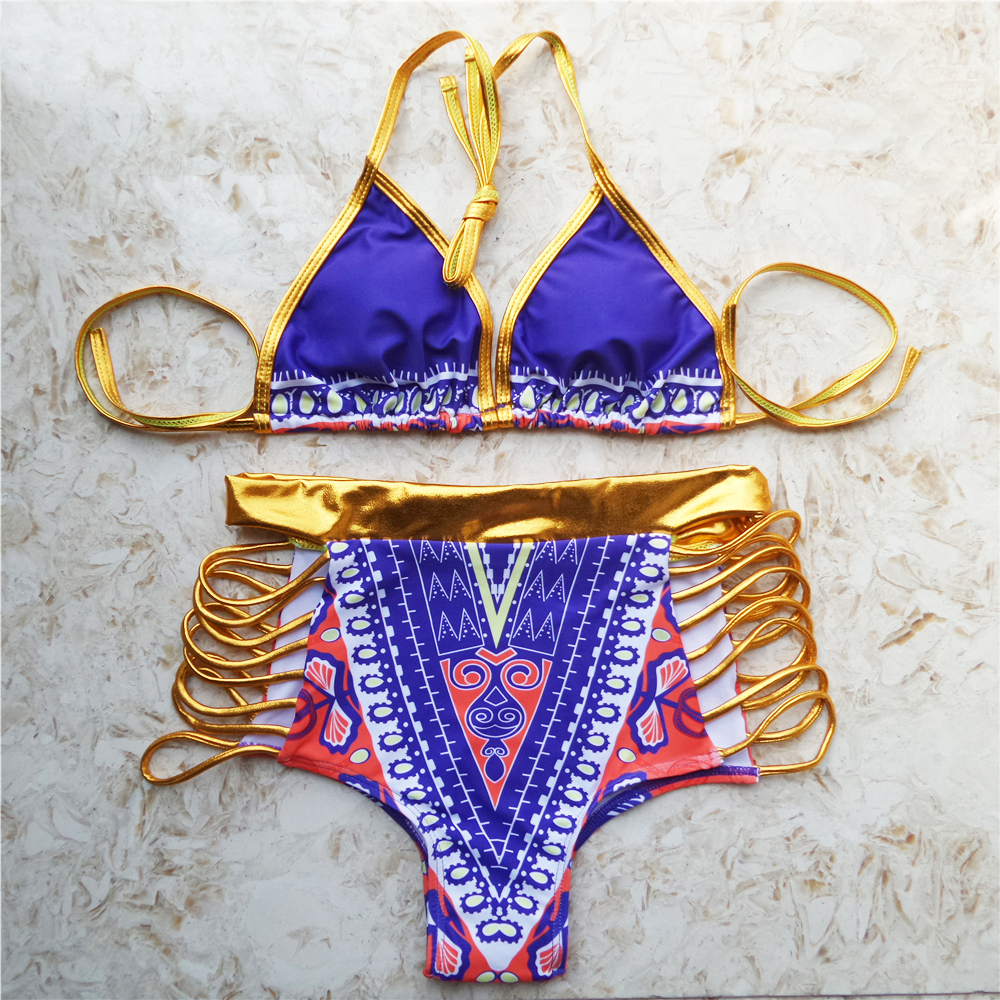 Gold Pattern High Waist Bikini – Lit Swimwear