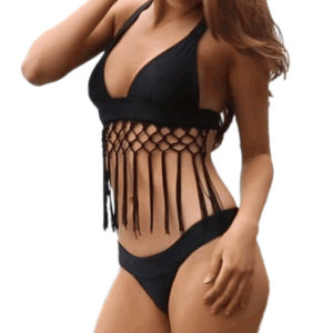 Black Tassle Two Piece Bikini