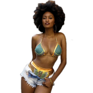 Gold Pattern High Waist Bikini